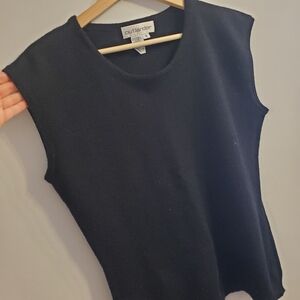 Vintage Medium Knit Vest Black Outlander 55% Silk & Angora Rabbit Hair Warm Top